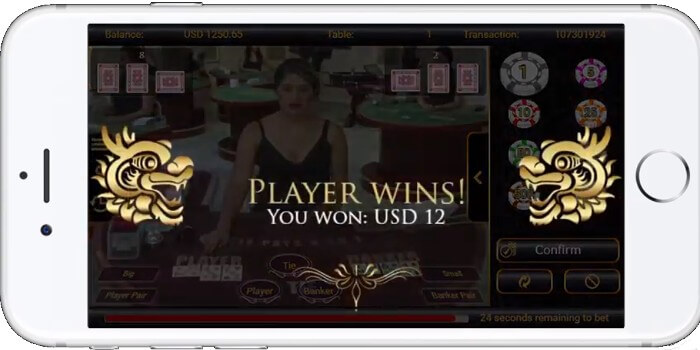 live casino win on mobile